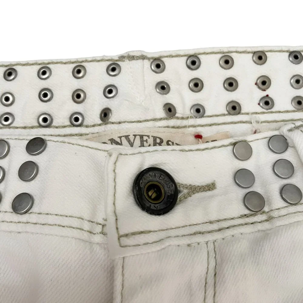 John Varvatos X Converse Men’s Chuck’s Skinny Leg Studded White Jeans 27x30”